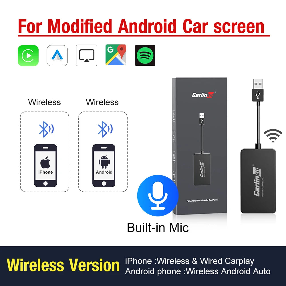 Wireless CarPlay & Android Auto Dongle for Android Car Head Units