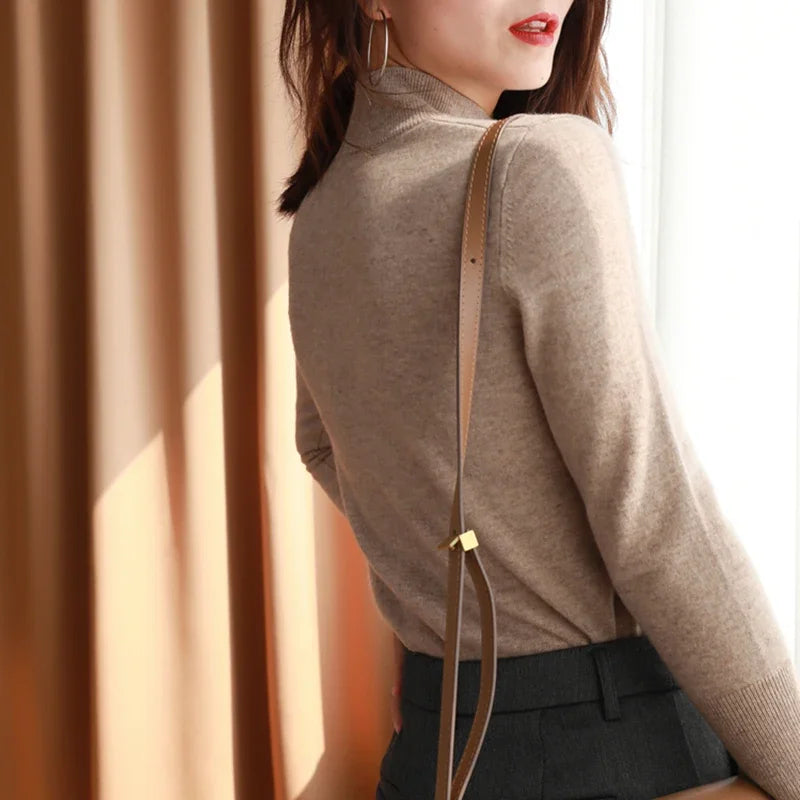 Women's mock neck base sweater, slim knit — view 16 of 20