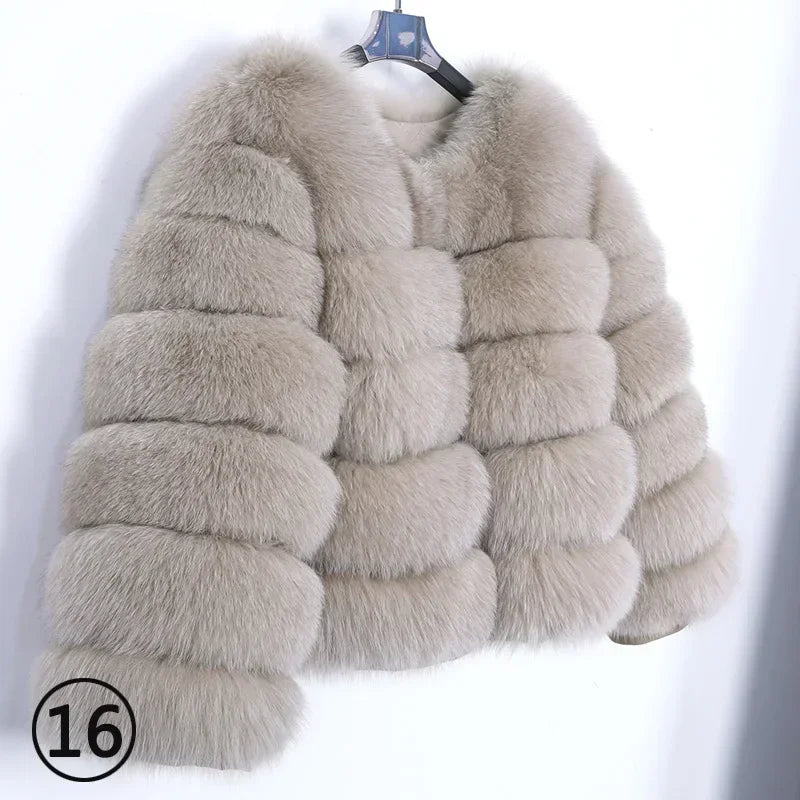 Women's Fox Fur Coat with Detachable Sleeves