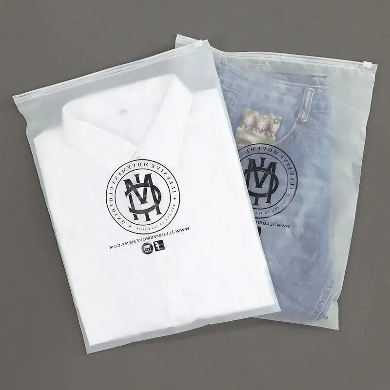 30/50/100PCS Matte Plastic Zipper Packaging Bags – Waterproof Garment & Shirt Storage | Custom Logo