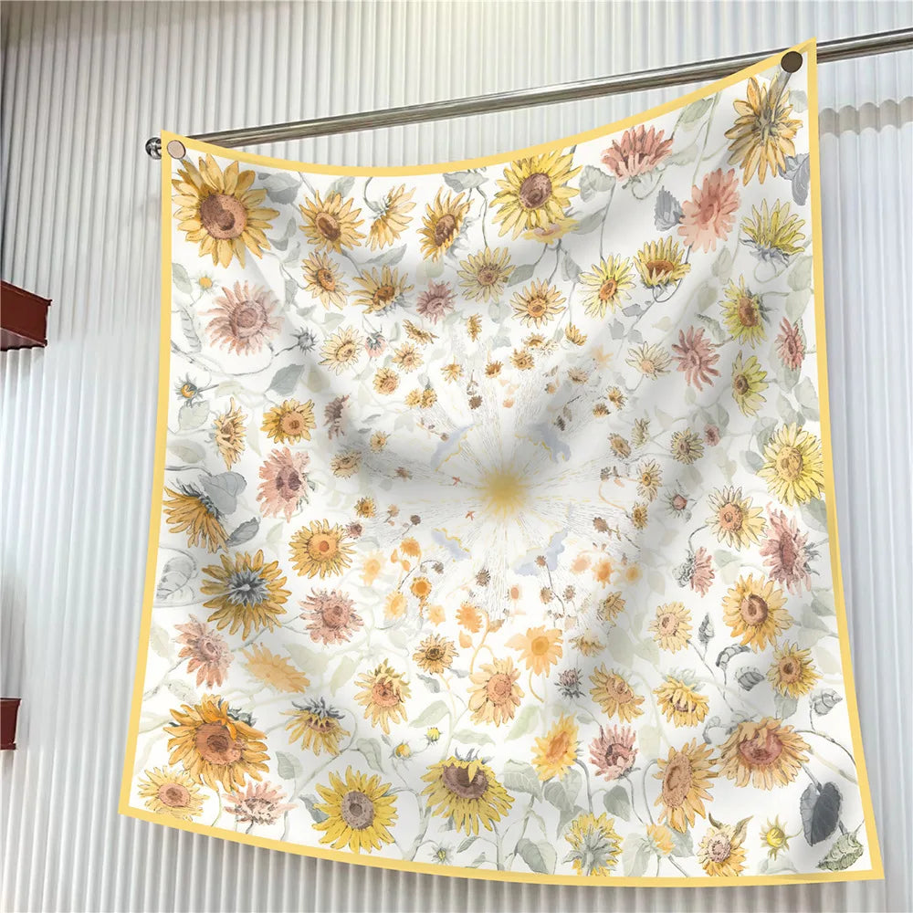 90cm Elegant Floral Silk Scarf for Women - Versatile Fashion Accessory
