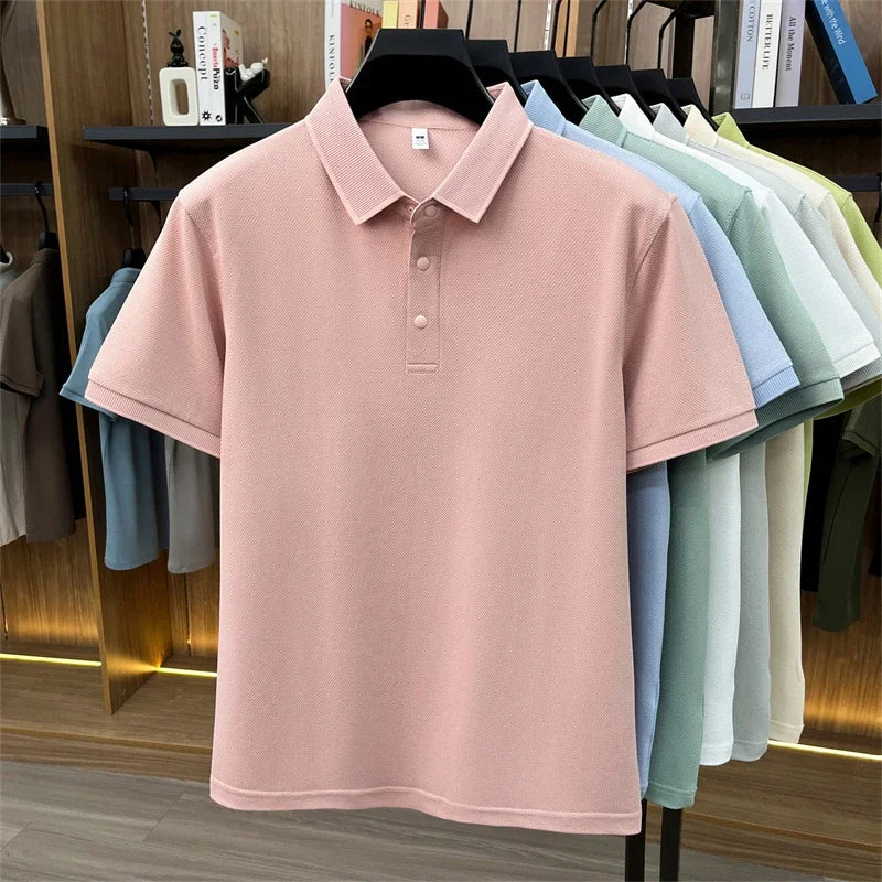 Men's All-Season Lapel Polo - Breathable, Comfortable Casual Top