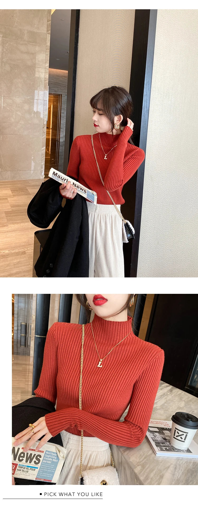 Women's Slim Mock Neck Sweater — Soft Knit Pullover