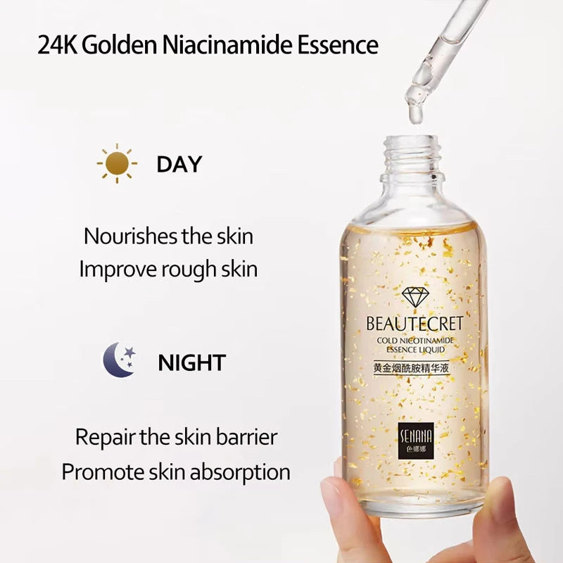 24K Gold Hyaluronic Acid Nicotinamide Face Serum Moisturize Softening The Skin, Preventing Dryness and Cracking Facial Essence