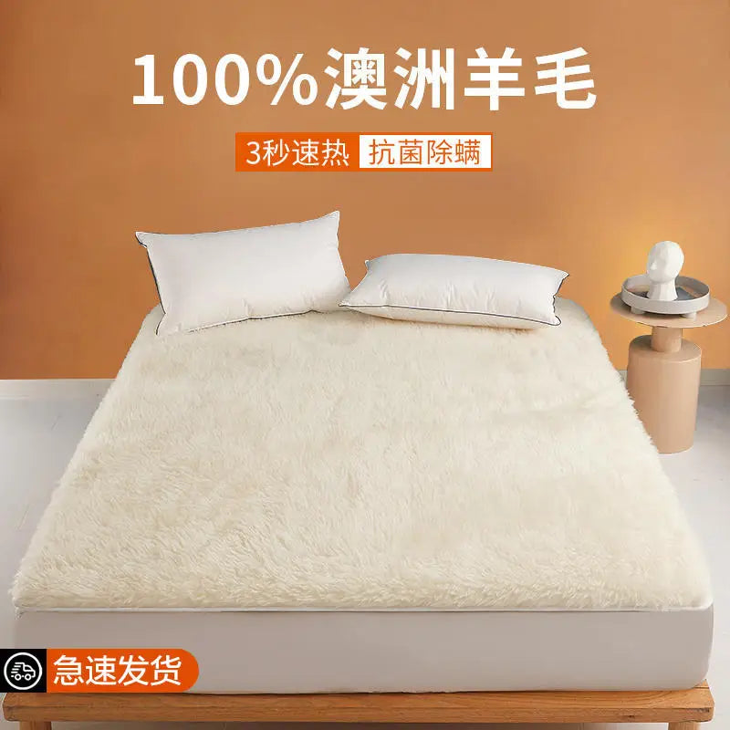 Wool Mattress Topper, Thick Warm Bed Pad
