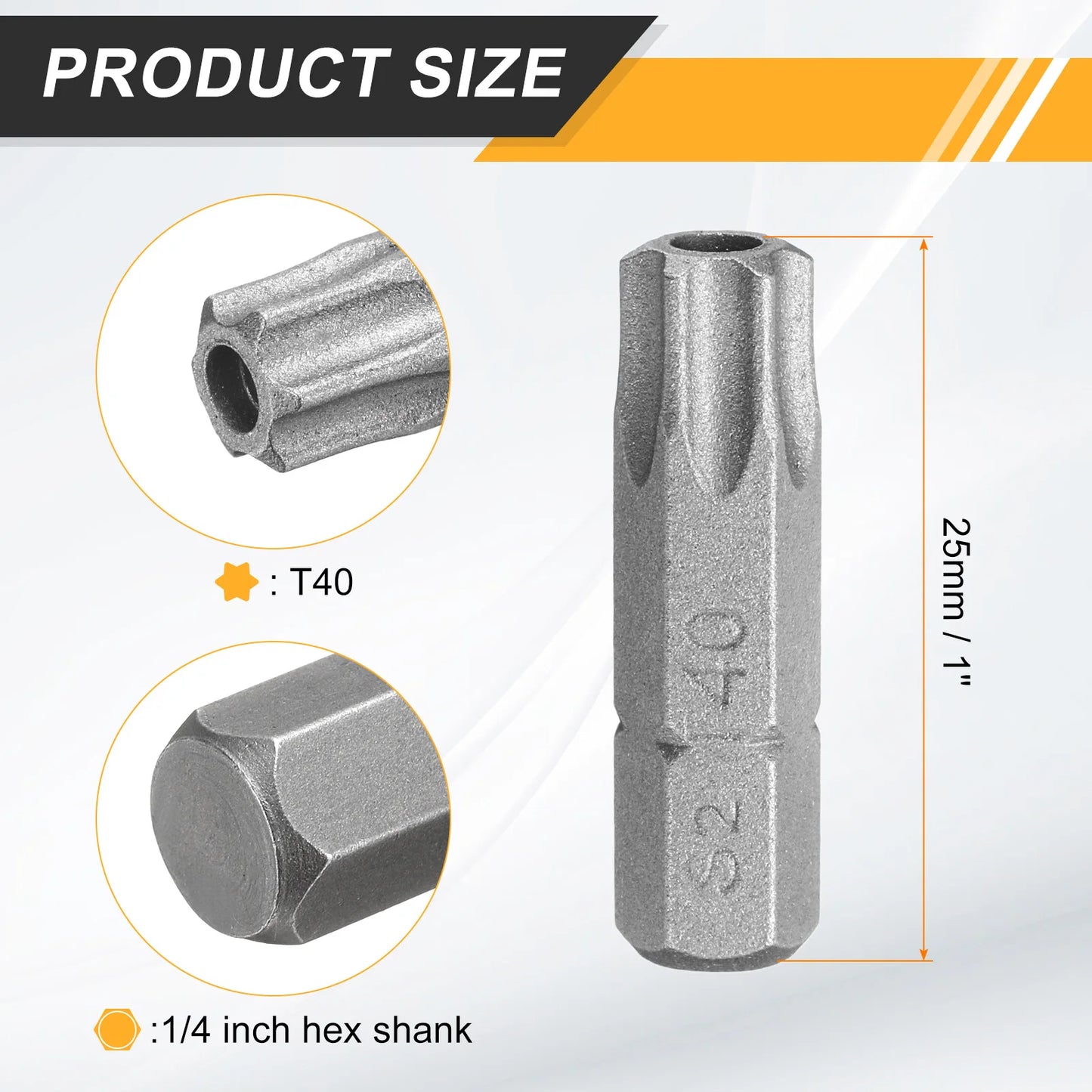 2/5/10pcs T6 T8 T10 T15 T20 T25 T27 T30 T40 Torx Screwdriver Bit 1/4" Hex Shank 25mm S2 Star Head Hex Security Screw Driver Bits