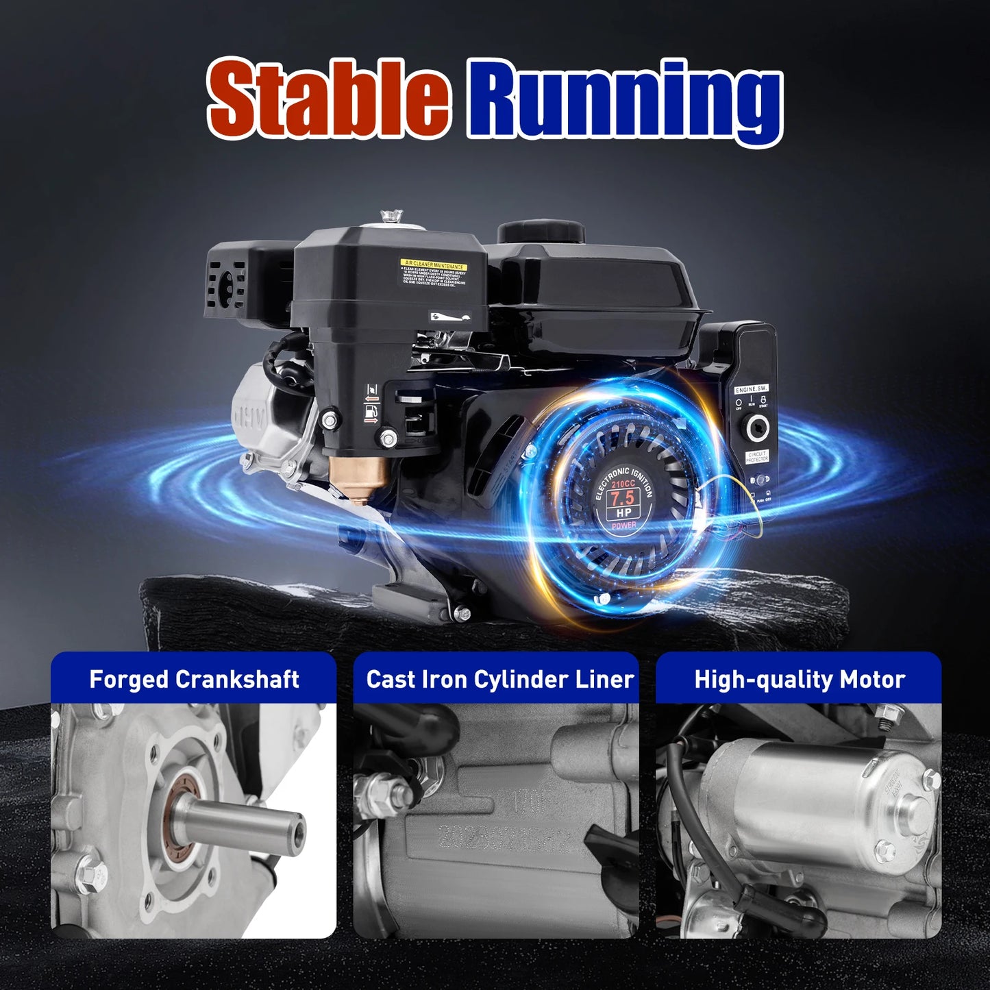 Gasoline Engine 7.5HP 210cc 4 Stroke Engine with Electric Start for Generator Water Pump Go Kart Pressure Washer