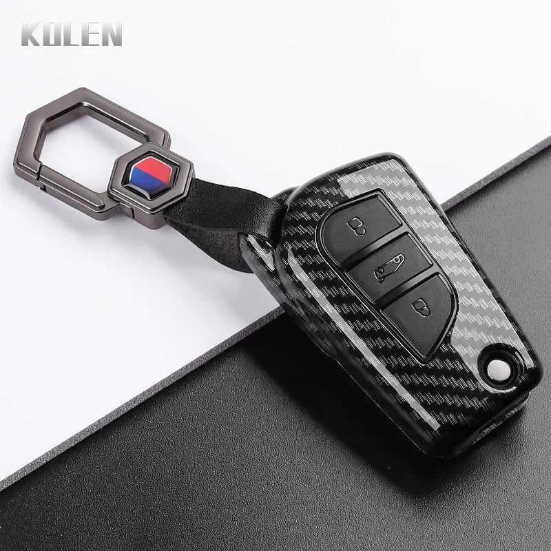 For Toyota Camry RAV4 Forturner Hilux Auris Corolla Avensis Verso Yaris Aygo Scion TC ABS Carbon Fiber Style Car Key Case Cover