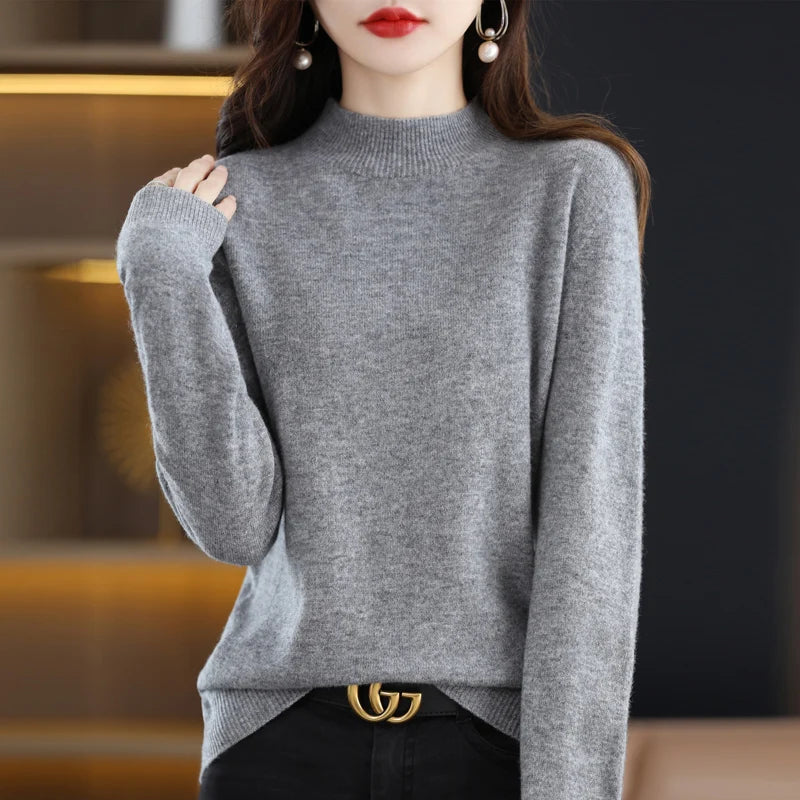 Women's Merino Wool Mock Neck Sweater