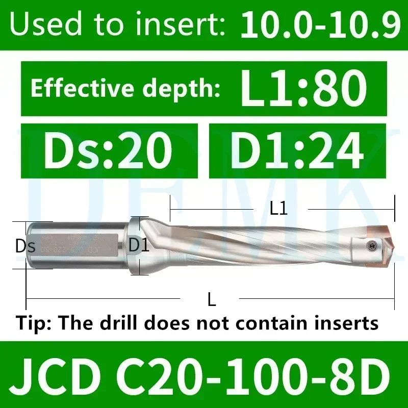 JCD Crown U-Drill Rod 10-25mm, Internal Cooling Indexable Drill