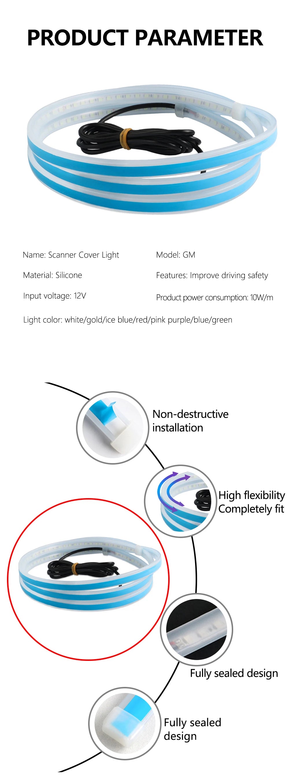 RXZ LED Daytime Running Light – Car Hood Decorative DRL Ambient Lamp 12V Scan Start Effect