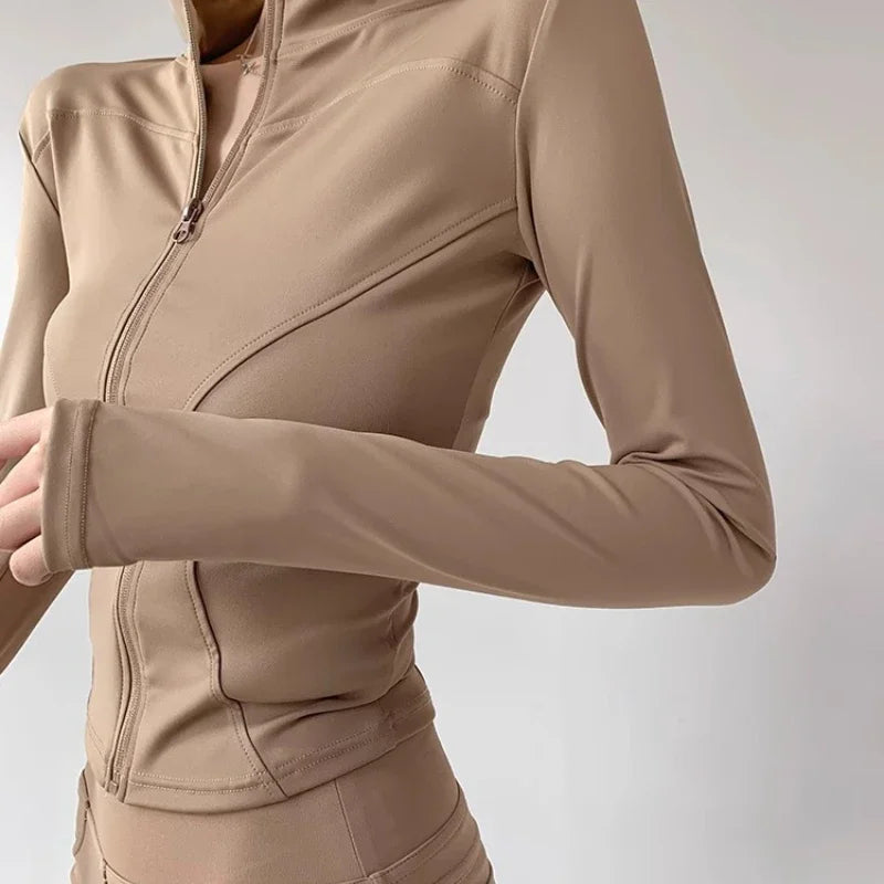 Women's Quick-Dry Yoga Jacket, Slim Zip-Up