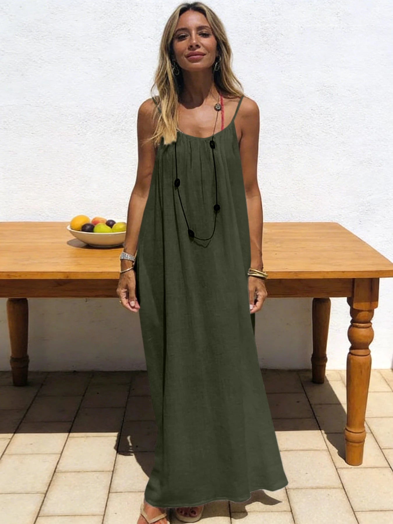 Women's Strapless Backless Maxi Lounge Dress — Loose Comfy Sleep Dress