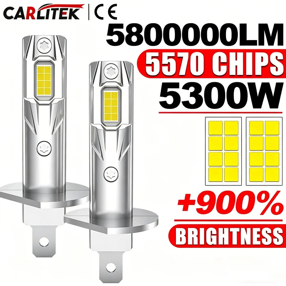 H1 LED Headlights 5300W 16PCS CSP H4 High Low Beam H7 LED Wireless CANbus Error Free Auto Light Fanless Mini 12V Super Bright