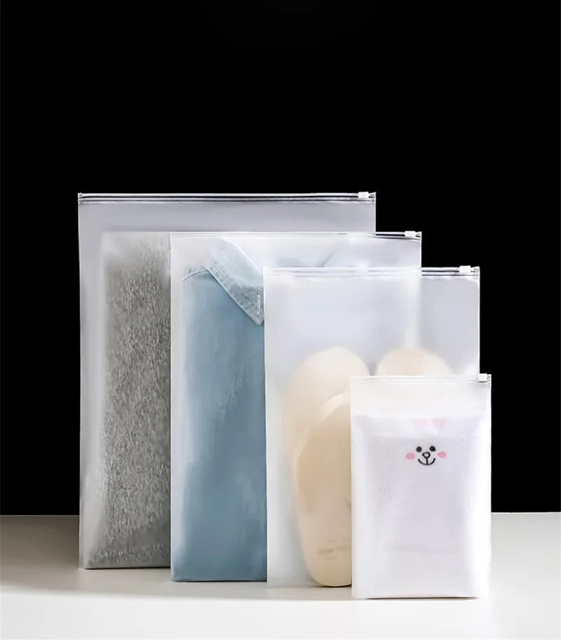 StoBag 10pcs Frosted Matte Zipper Bags Clothes Packaging Pouch Plastic Sealed Shirts Storage Shipping Reusable Organizer Pocket