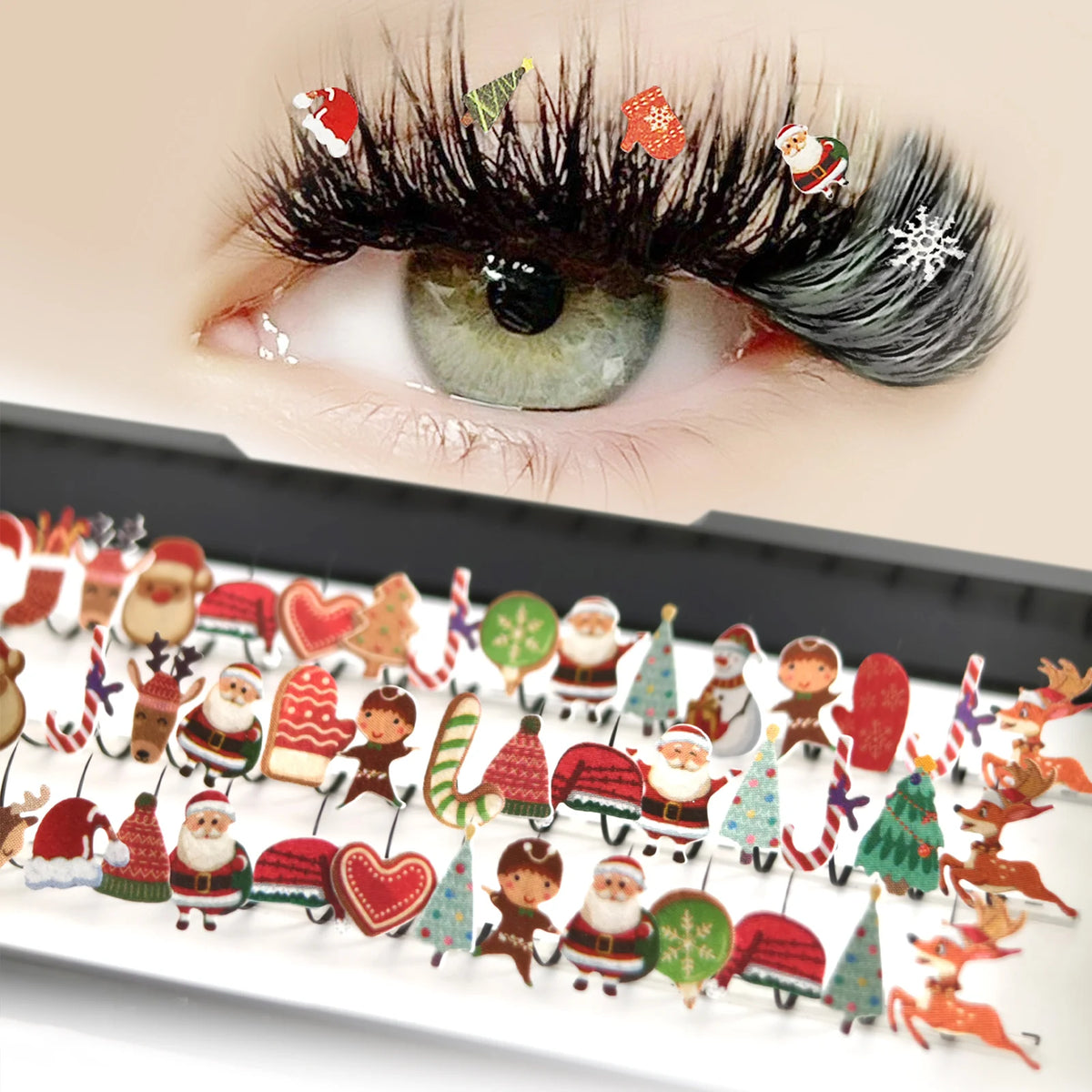 Honey Eyelash DIY Christmas Eyelashes Extensions Glitter A/M Snowflake Eyelashes False Lashes 10-15mm