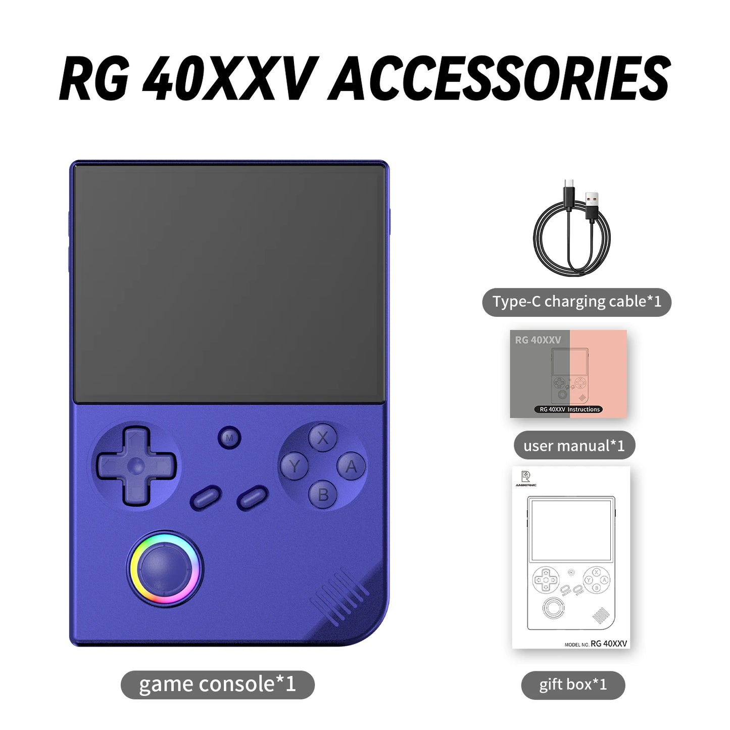 ANBERNIC RG40XX V Retro Handheld Game Console 4'' IPS Screen 64GB Preloaded Games 4753+ Linux System 5G WiFi HDMI Bluetooth 4.2 RGB Lighting Portable Gaming