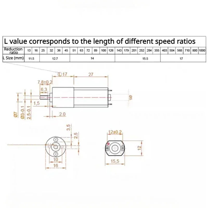 1PC DC 6V 12V Gear Motor 12-923RPM CW CCW Speed Reduction Gearbox Motor JGA16-050 Electric Engine DIY Accessories Car Boat Model