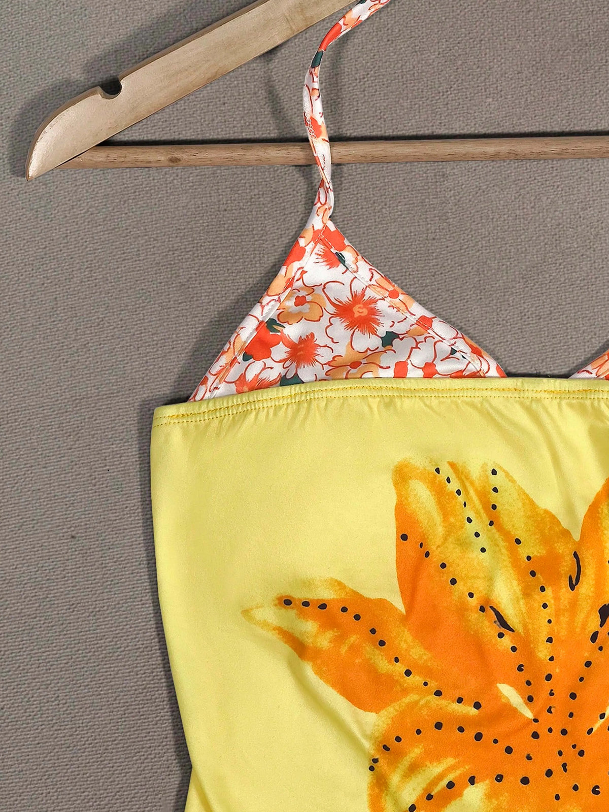 2PCS Orange Floral 2-in-1 Print Camisole, Faux Two-Piece Summer Cool Tank Top, Sexy Y2K Style