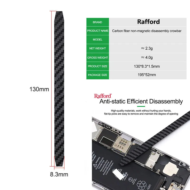 Rafford Anti-static Carbon Fiber Non-magnetic Disassembly Crowbar for Mobile Phone Repair Disassembly Crowbar Repair Tools