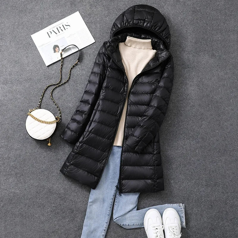 Women's Extra Long Puffer Coat - Detachable Hood Winter Jacket - photo 8