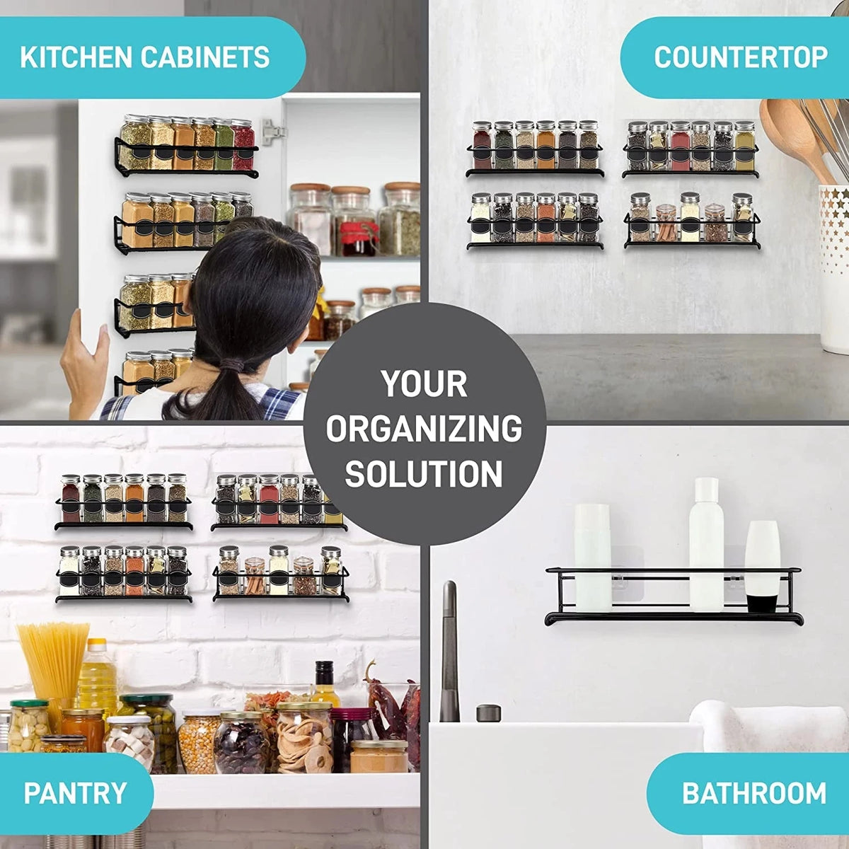 Wall-Mount Metal Spice Racks - Cabinet Door Organizer, 2 or 4 Pack - photo 4