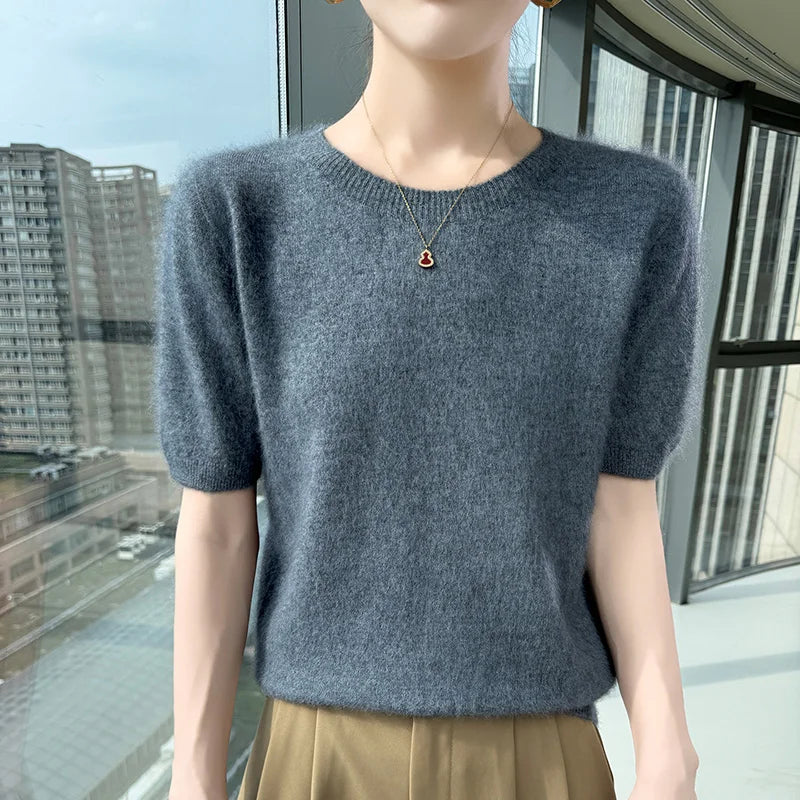 Women's Short Sleeve Knit Sweater Top