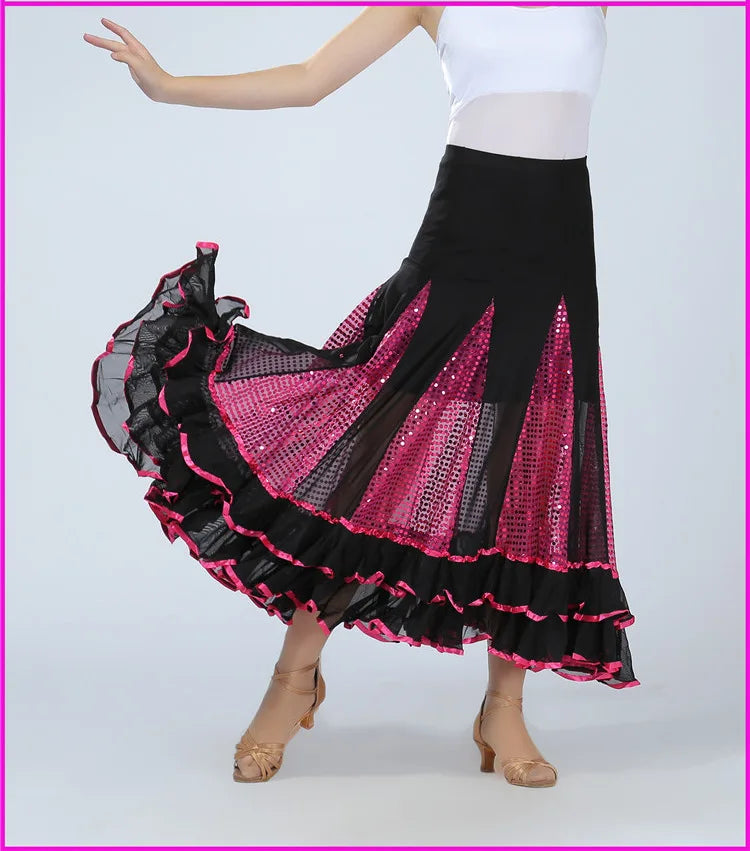 Women's sequin big swing long ballroom dress