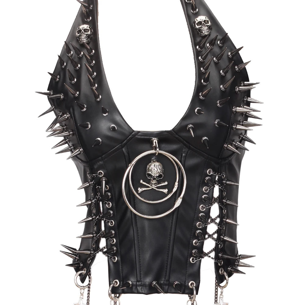 Women's Studded Y2K Grunge Tank Top — Gothic Spiked Cami