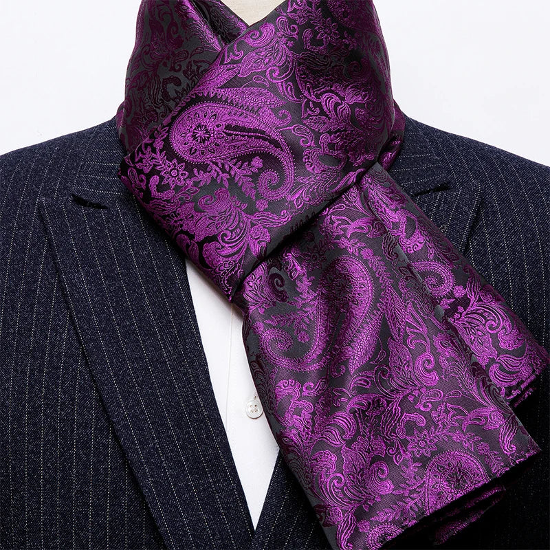Men's Purple Paisley Long Scarf - 160cm Winter Wrap - photo 2