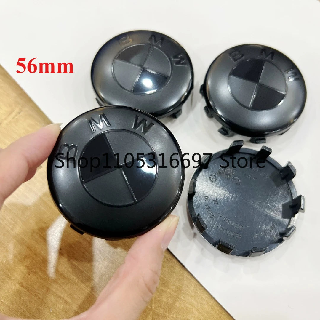 4pcs The new matte black hub center cover is suitable for BMW 68/56mm diameter hub center cap replacement parts black splicing.