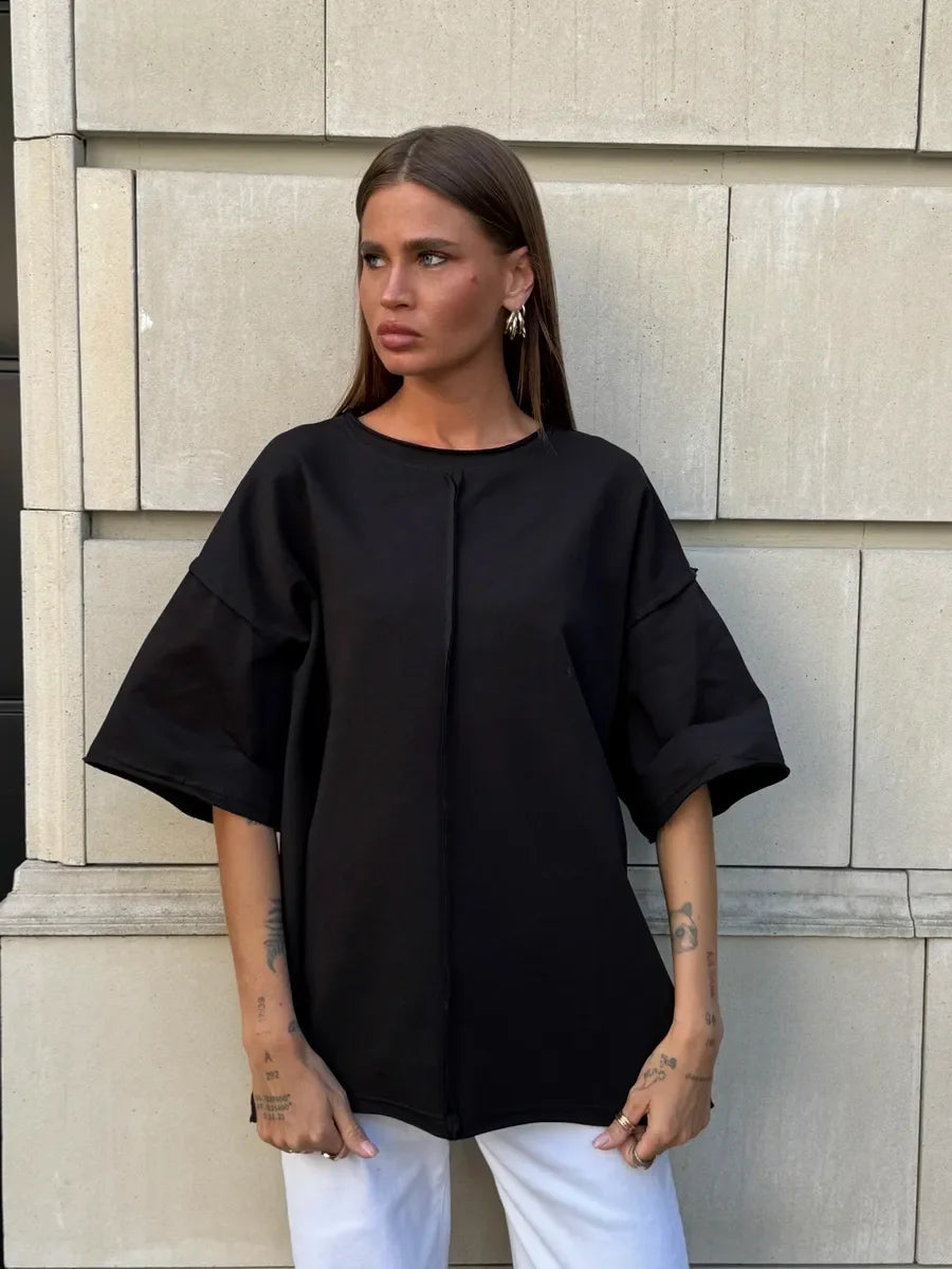 Hirsionsan Summer Casual Oversized T-shirts Women 100% Cotton Pink Loose Tees 2026 New Cusual Solid O Neck Female Aesthetic Tops