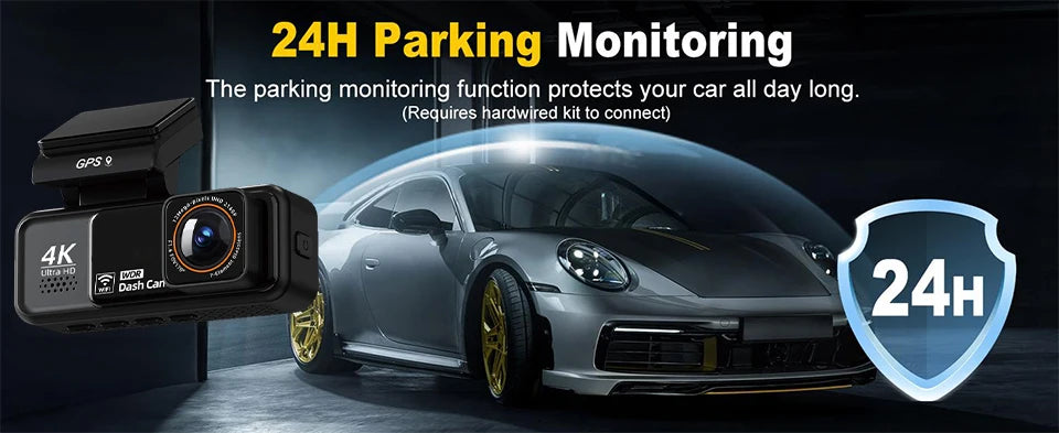 Acceo 4K Dashcam WIFI GPS CAR Video Recorder Dual Lens Support 2.5K Rear Camera Night Vision 24H Parking Monitoring Black Box