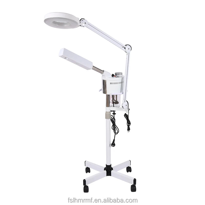 Multi-purpose Hot Sprayer Beauty Device for Salon Spa 2 in 1 Facial Steamer with Magnifying Lamp Led