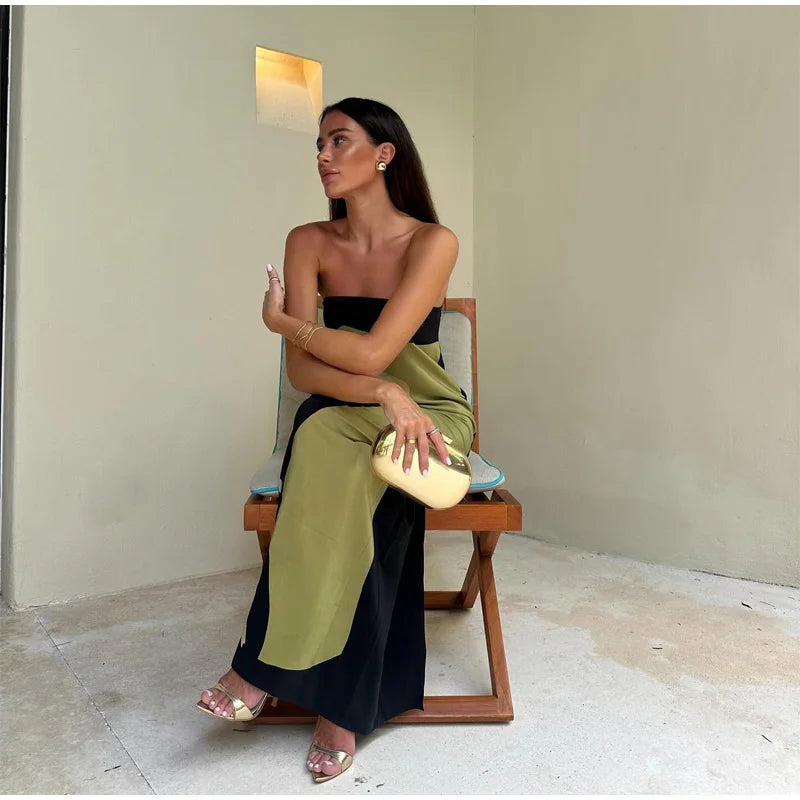 2026 Summer Women Strapless Backless Flower Printed Long Dress Women Sleeveless Off Shoulder Vestidos Plus Size S-3XL Streetwear