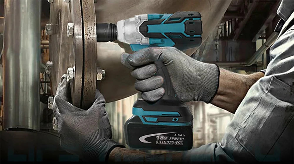 1/2 inch 520NM Brushless Cordless Electric Impact Wrench Power Tools Compatible 18V Battery Wrench with Toolbox Set