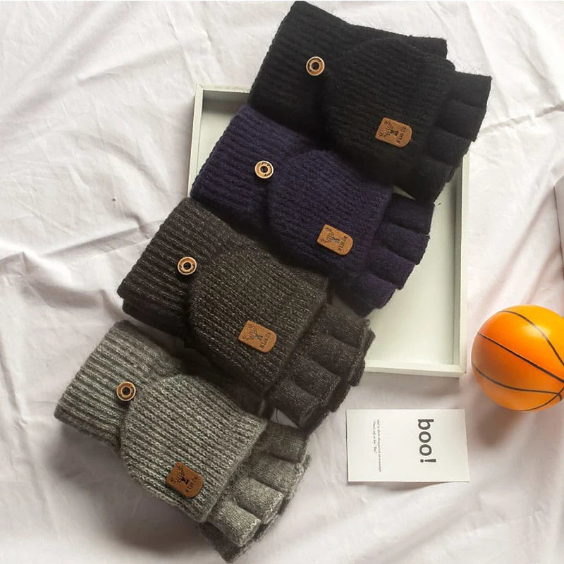 Knit Fingerless Touchscreen Gloves, Unisex