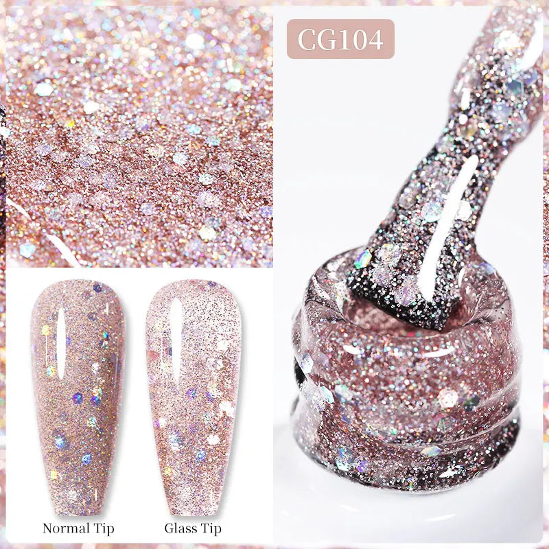 BORN PRETTY Christmas Green Glitter Gel Nail Polish 10ml Sparking Red Glitter White Gold Silver Santa Winter Snowflake Soak Off