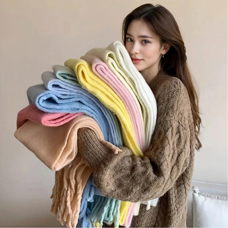 Women's Pastel Tassel Blanket Scarf - Cashmere-Feel Winter Wrap - photo 2