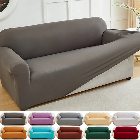 1pc Stretch Sofa Slipcover Solid Color Sofa Couch Cover Soft Non-slip Dustproof Furniture Protector for Living Room Home Decor