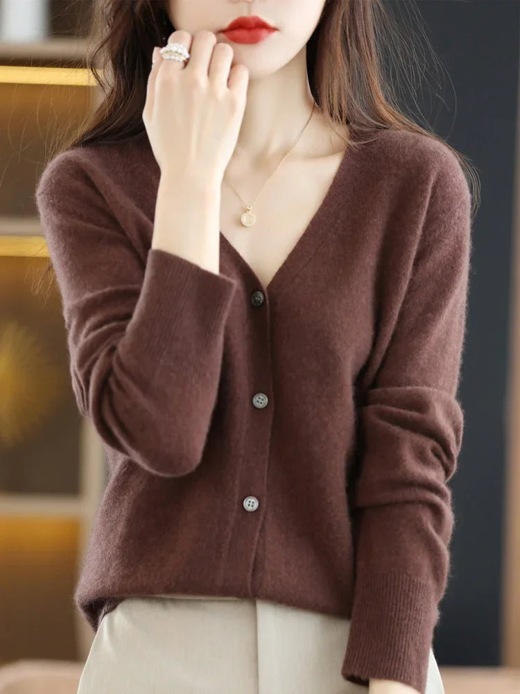 Women's Thin V-Neck Knit Cardigan - Open Front Spring Sweater - photo 7