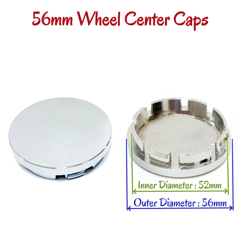 4pcs/Set No Logo 48mm 50mm 56mm 60mm 65mm 68mm Rim Blank Base Black Silver Tire Hub Caps External Refit Car Styling Accessories
