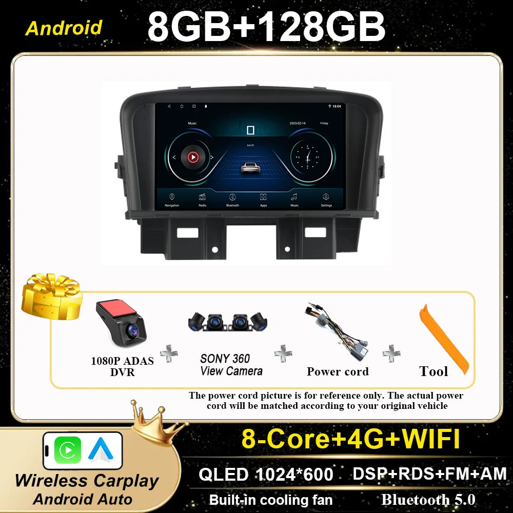 Android Car Stereo for Chevrolet Cruze (2008–2014) — CarPlay, Android Auto, GPS, WiFi, Touchscreen