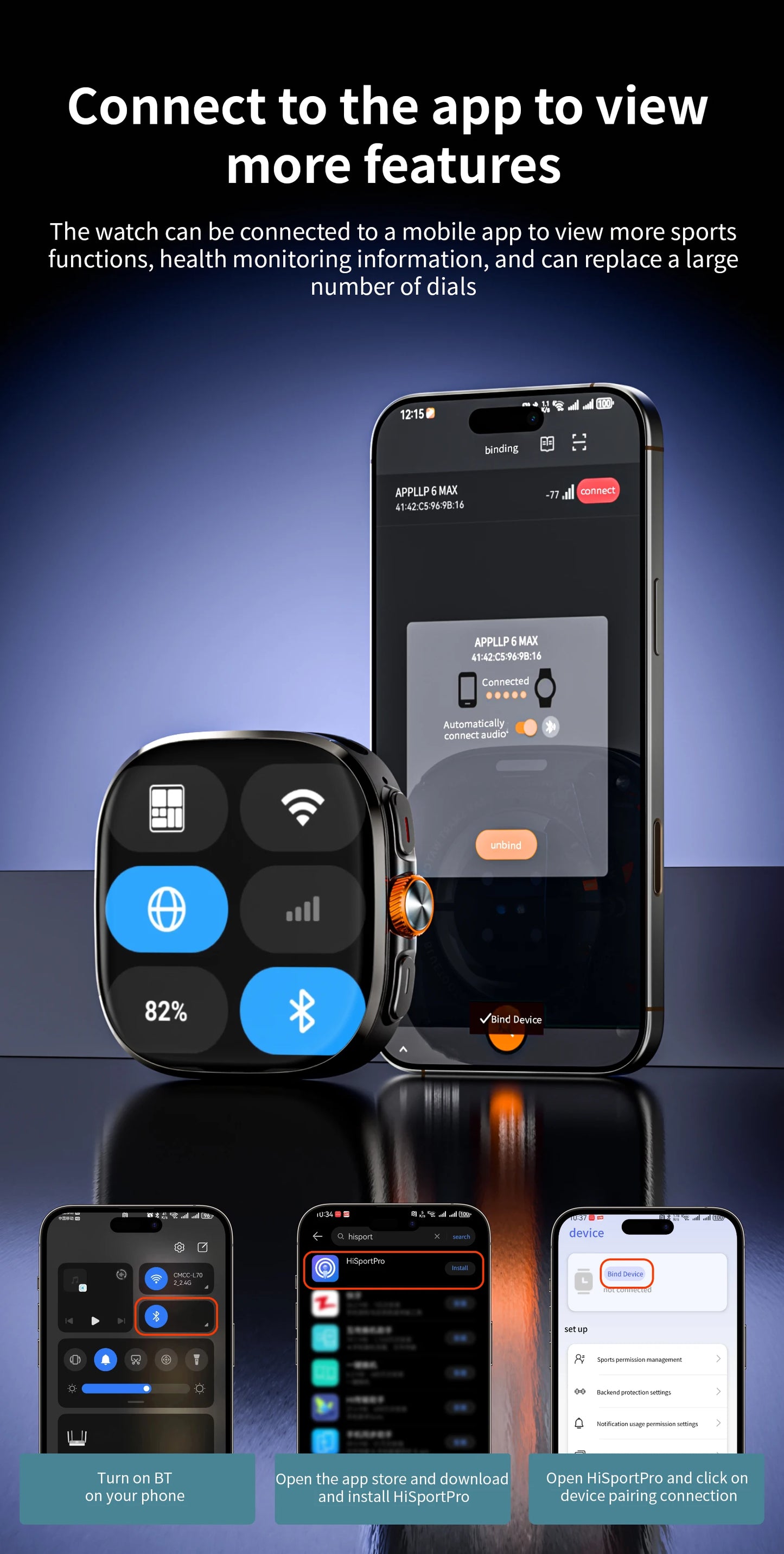 LOKMAT New APPLLP 6 MAX Android Smart Watch Phone Amoled Touch Screen Rotating Camera AI Translation Function Chatgpt