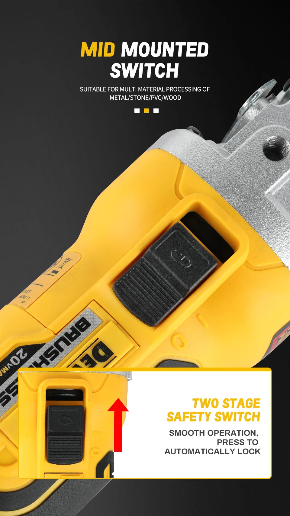 DEWALT  DCG405FN Angle Grinder 18V Brushless Motor Cordless Cutting Machine 125mm Rechargeable Handheld Polishing Machine