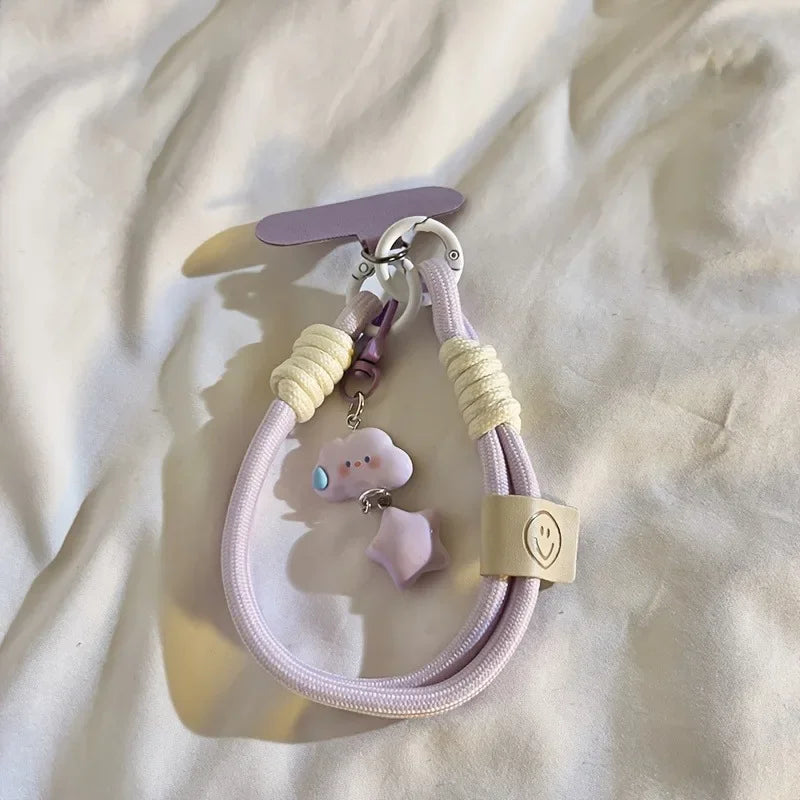New Colourful Mobile Phone Strap Short Wrist Strap Clouds Star Charm Keychain Camera Chain Lanyard Universal Phone Case Lanyard