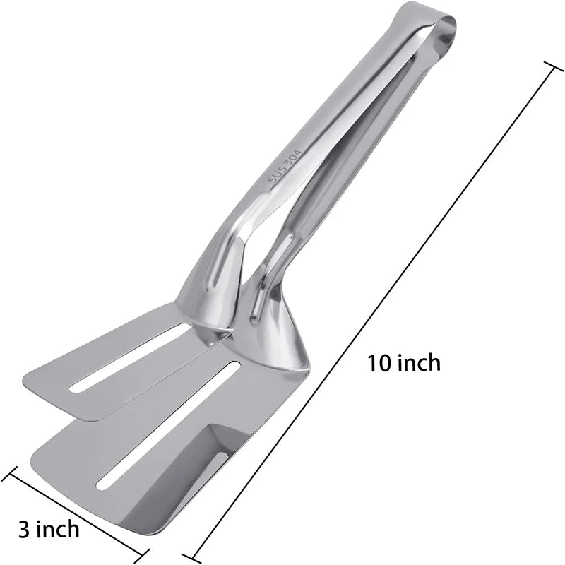 10-Inch Stainless Steel Steak Tongs: Multi-Purpose Food Clip for Grilling, Serving & Cooking