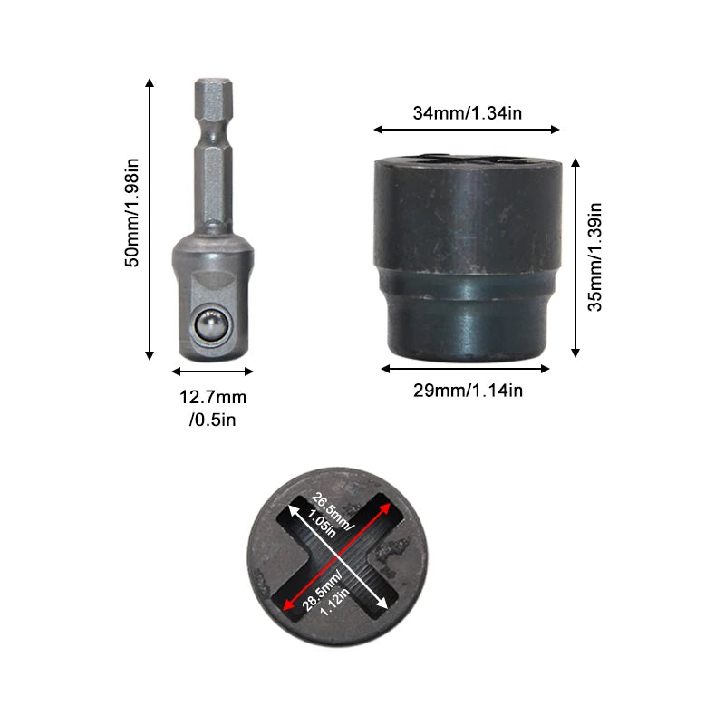 Automotive High Hardness Cross-Shape Socket Wrench Electric Conversion Connect Rod Tire Unload Labor-Save Jack Tool