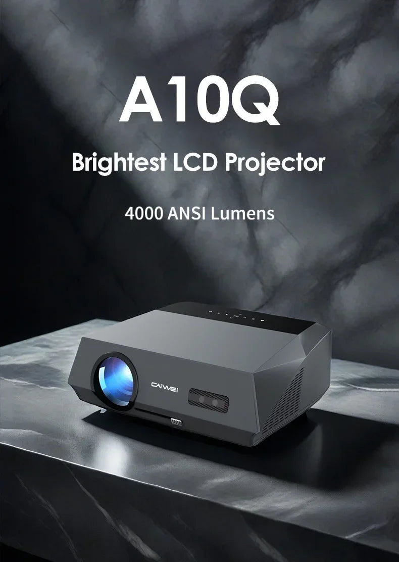 CAIWEI A10Q 4K Google Certified Projector 1080P Full HD Auto Focus High Brightness 4000 Ansi WiFi6 Beam Projectors Home Theater