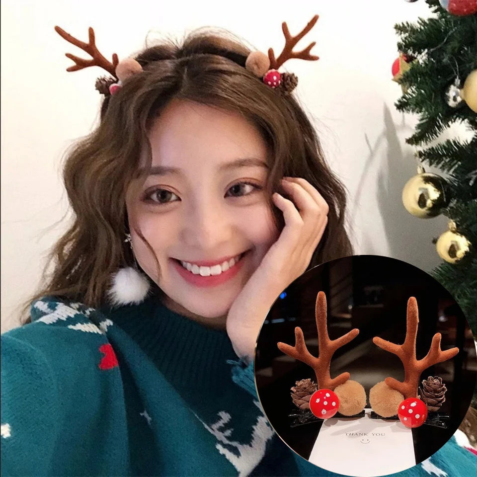 Xmas Antler Barrette Hairware New Year Girls Hairgrips Woman Party Ornament Accessories Christmas Hair Clips Deer Ear Hairpins